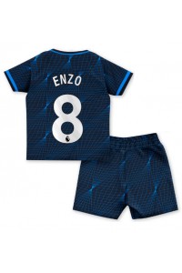 Chelsea Enzo Fernandez #8 Jalkapallovaatteet Lasten Vieraspeliasu 2023-24 Lyhythihainen (+ Lyhyet housut)